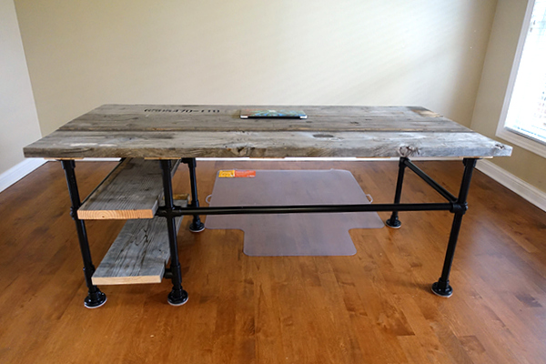 Reclaimed Wood Pipe Desk with Side Shelves [Desk Week]
