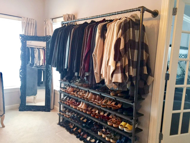 Diy Closet System Built With Pipe, Industrial Style Pipe Closet Shelving