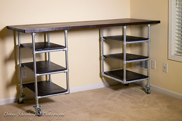 Industrial Pipe Desk with Shelving