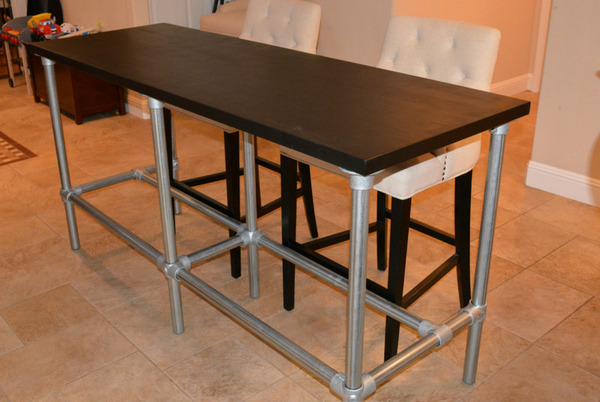 DIY Counter Height Table with Pipe Legs
