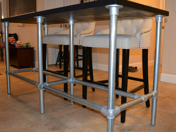 DIY Counter Height Table with Pipe Legs