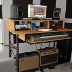 Rolling Recording Desk with Microphone Stand 