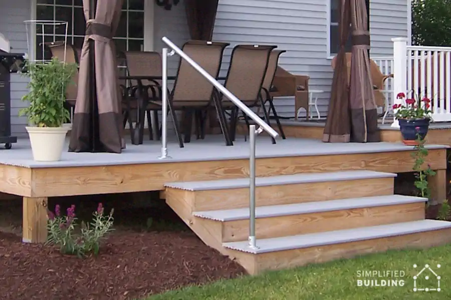 Deck handrails for outdoor steps